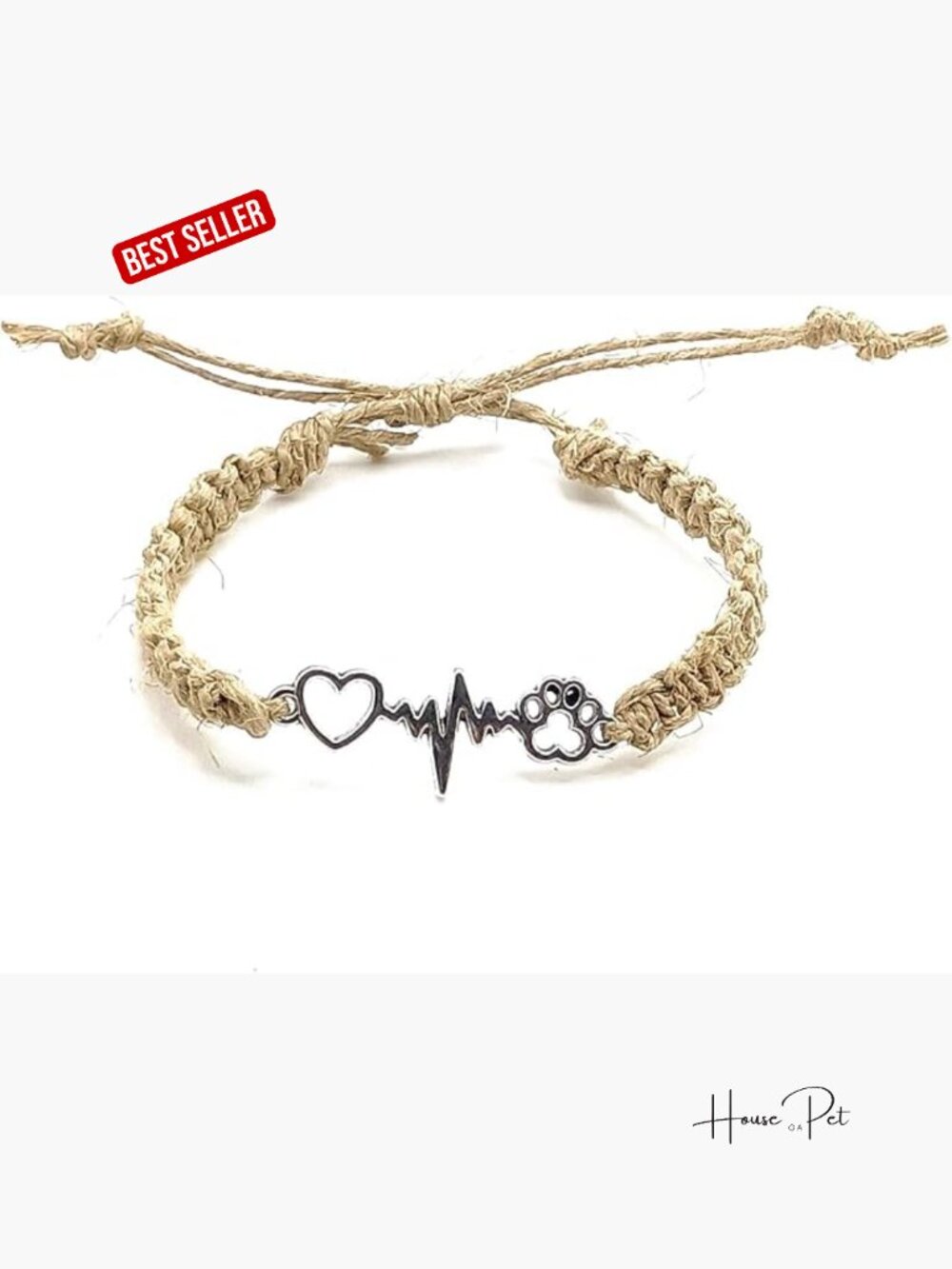 Paw Charm Bracelet - Adjustable Hemp